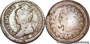 S5565 Rare France 1 Décime Dupré Refrappe 2 Décime Duprés Double Profil