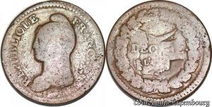 S5567 Rare France 1 Décime Dupré Refrappe 2 Décime Duprés An A Paris Double Profil