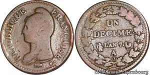 S5572 Rare France 1 Décime Dupré An 7/5 A Paris - Faire Offre