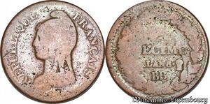 S5575 Inédit France  Rarissime Rare 1 Décime Dupré An 8 BB Refrappe 2 Decimes