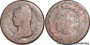 S5578 Rare France 1 Décime Dupré An 7/5 BB/A Fleurs / Corne D'abondance