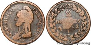 S5599 Rare France 2 Décimes Dupré An 4 I Limoges - Faire Offre
