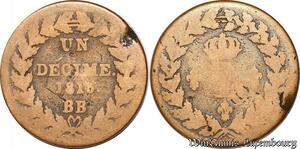 S5622 Rare France 1 Décime à l&#039;L couronnée 1815 BB - Faire Offre