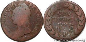 S5641 Rare France Centimes Dupré An 9 D Lyon - Faire Offre