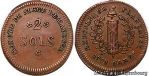 S5654 Rare Convention Allemagne 2 Sols Siege Mayence 1793 An 2 SUP >M offer