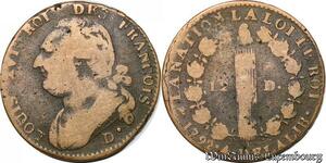S5664 Rare Constitution 12 Deniers Louis XVI 1792 .D Dijon An 4 François