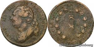 S5674 Rare Constitution 12 Deniers Louis XVI 1791 BB An 4 François