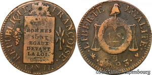 S5686 Rare France Convention 1 Sol aux Balances 1793 BB Strasbourg - Faire Offre