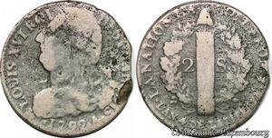 S5694 2 Sols Louis XVI 1792 An 4 A Paris Metal de Cloche ?- Faire Offre