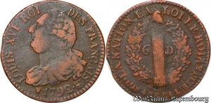 S5725 Rare Constitution 6 Deniers Louis XVI 1792 BB Strasbourg - Faire Offre