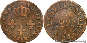 S5741 Rare Guyane  2 Sous Louis XVI Cayenne 1789 A Paris >Faire Offre
