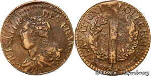 S5744 Rare Fautée Décentrée Constitution 3 Deniers François an 4 >M offer