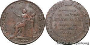 S5746 France Constitution 2 Sols 1791-1792 Monneronliberté 1792 An IV TTB +++