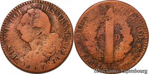 S5750 Rare Constitution 6 Deniers Louis XVI 1792 BB Strasbourg - Faire Offre