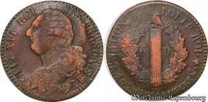 S5756 Rare Constitution 6 Deniers Louis XVI 1792 BB Strasbourg - Faire Offre