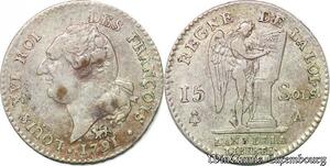 S5762 Rare Constitution 15 Sols François 1791 A Couvent Des Barnabites TTB++ !