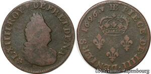 S5777 Rare 4 Deniers Louis XIV 1696 BB Strasbourg - Faire Offre