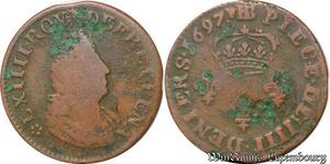 S5814 4 IIII Deniers Louis XIV 1697 BB Strasbourg - Faire Offre