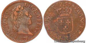 S5832 Rare ! France 1/2 Sol Louis XV à la vieille tête 1769 CC Besancon SUP !