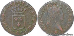 S5857 Liard Louis XV au buste enfantin 1721 S Reims - Faire Offre