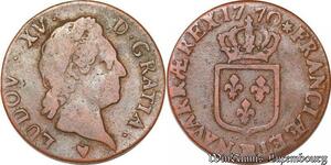 S5864 France 1/2 Sol Louis XV vieille tête 1770 BB Strasbourg - Faire Offre