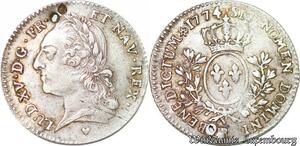 S5874 Rare 1/5 Ecu branches olivIs Louis XV 1774 BB Strasbourg Silver