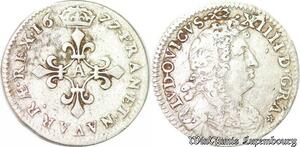 S5883 Rare 4 Sols aux traitants Louis XIV 1677 A Paris Silver ! >M offer