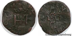 S5965 Rare France Liard Bearn seigneurie Henri II monogramme Pau Morlaas Vachette