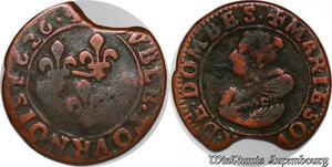S5972 France Dombes Double Tournois principauté Marie MontpensI 5e type 1626 Trévoux