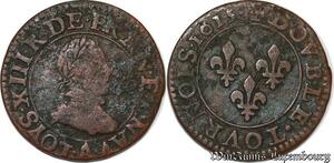 S5988 Rare Double Tournois Louis XIII 1615 A Paris Moulin De Paris