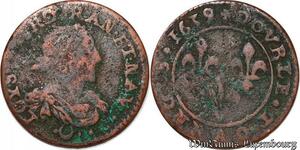 S5989 Louis XIII double tournois 1639 Vallée du Rhône ->Faire Offre