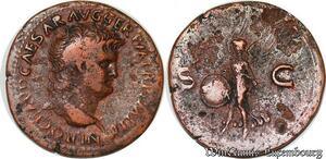 S5992 Ae Nero 54-68 AD (27 mm, 10.16 g, 6 h) Lugdunum ca 66 AD IMP Nero Caesar