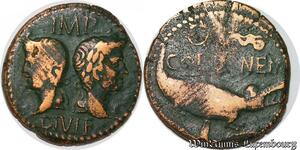 S5995 Rare As Agrippa et Auguste 10-14 av. J.-C., Nîmes Crocodile COL NEM