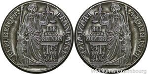 S8787 Unique Matrice Colonie La Réunion Bourbon 1 Franc 0,50 Cts Oudiné 1860 's