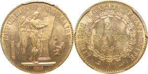 AA614 Rare France 20 Francs Genius 1896 A Torche Or Gold PCGS MS65 -> Offer