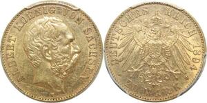 AA617 Rare Germany Saxony 20 Mark Albert 1894 E Or Gold PCGS AU55 -&gt; Offer