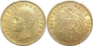 AA620 Rare Germany Bavaria 20 Mark Otto 1895 D Or Gold PCGS AU53 -&gt; Make Offer