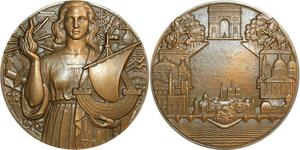 O6426 France Médaille Art Déco Ville Paris Concours 1er Prix 80mm Superbe