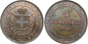 O8004 Italian States Tuscany 5 Centesimi 1859 PCGS MS63 ->M offer