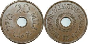 O8061 Scarce Palestine 20 Mils 1942 AU Superbe ->Make offer