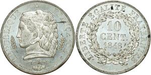 O8080 TOP POP France 10 Centimes Essai Concours Vauthier Galle 1848 PCGS SP64