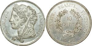 O8081 TOP POP France 10 Centimes Essai Concours Gayrard 1848 PCGS SP64