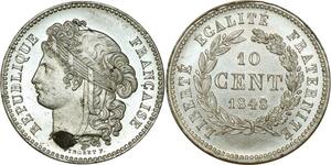 O8082 Rare France 10 Centimes Essai Concours Pingret 1848 PCGS UNC -&gt; Make offer