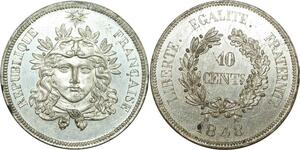 O8085 TOP POP France 10 Centimes Essai Concours Gayrard 1848 PCGS SP65