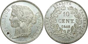 O8086 TOP POP France 10 Centimes Essai Concours Desboeufs 1848 PCGS SP64