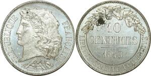 O8087 Rare France 10 Centimes Essai Concours Dantzell 1848 PCGS SP63