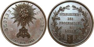 O8099 Médaille Reprise Processions culte Lille 1852 SUP SPL ->Make offer