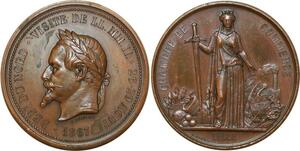 O8105 Médaille Napoleon III Commerce Lille Nord 1867 Chaplain SUP