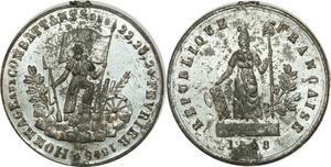 O8124 Médaille Révolution Barricate Tricolore 22 23 24 fevrier 1848 SUP