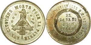 O8138 Rare Médaille départements au secours Paris Révolution 1848 SPL